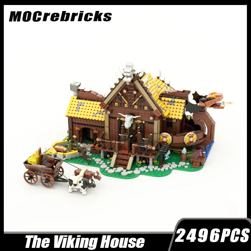 MOC-122688 MOC Pirate Dragon Boat House Architecture House Building Block Assembly Model Brick Toy Children's Gifts