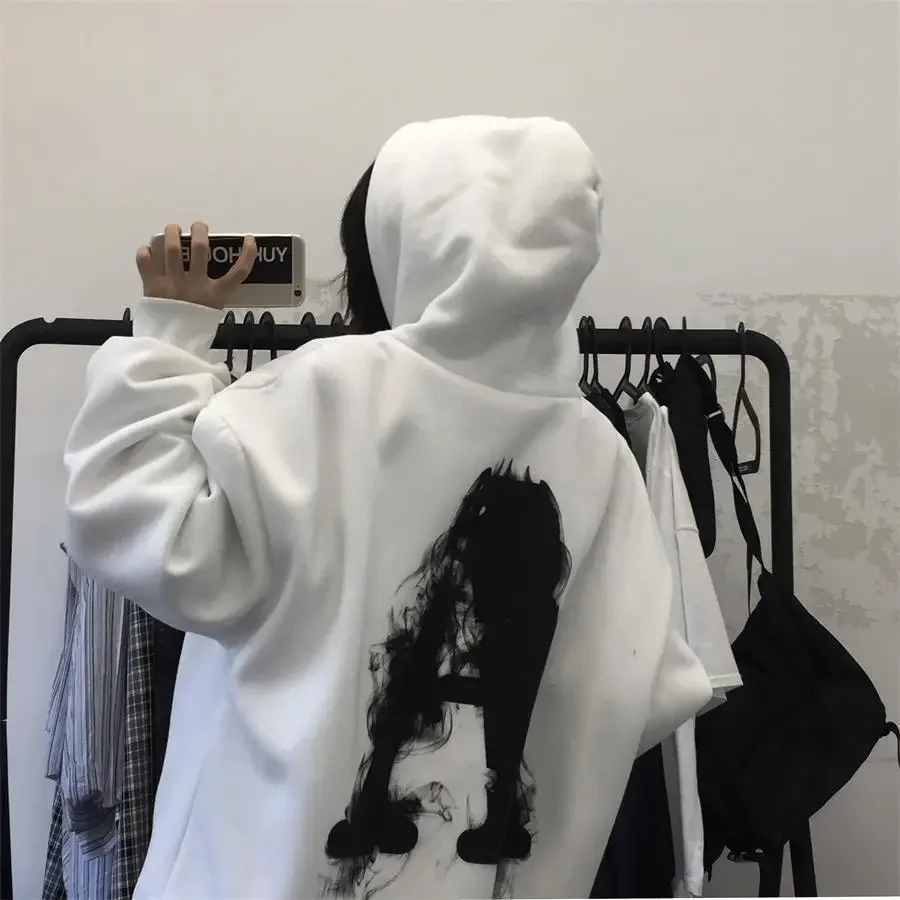 Male Clothes White Hooded Letter Hoodies Sweatshirt For Men Print Streetwear Y2k Vintage Elegant Hot Offers Harajuku Fashion S