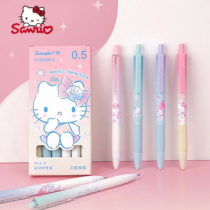 

Sanrio 6/12pcs Gel Pen Kawaii Hello Kitty High Value Super Cute Writing Fluent Girl Heart School Office Stationery Gift Wholesal