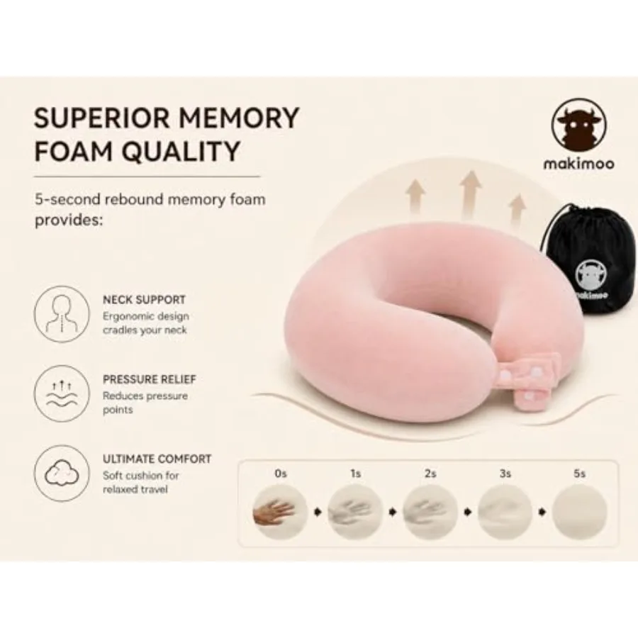 Travel Neck Pillow, Top Memory Foam Pillow for Head Support, Ideal for Airplanes, Cars, and Home Recliners, Adjustable and Soft - view 6
