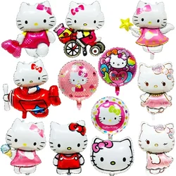 5pcs Cartoon Hello Kitty Foil Balloon Set Children Birthday Party Decorate Aluminum Film Balloons Anime Girl Baby Shower Balloon