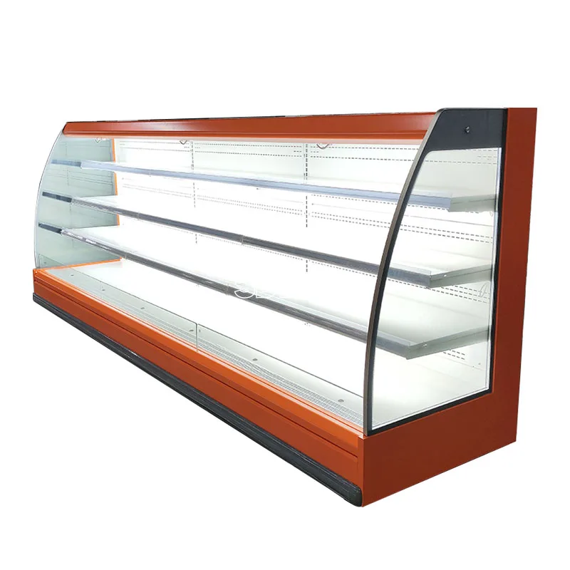 Customized Beverage Display Refrigerator for Supermarket Fresh Produce Storage Commercial Semi Vertical Island Chiller