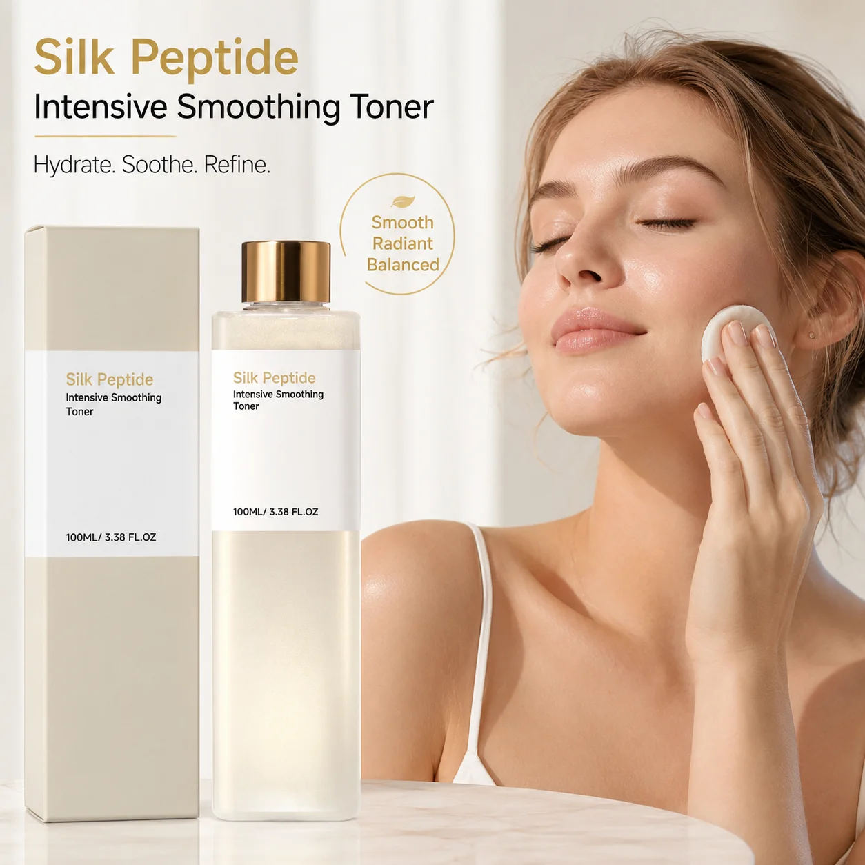 Silk Peptide Facial Toner For Sensitive Skin,Deep Hydrating Smooth Fine Lines Moisturize Skin Barrier Revitalize Dull Skin Toner