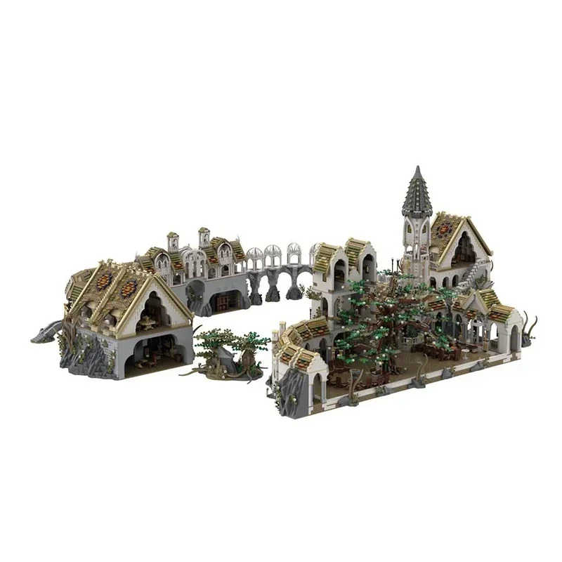 Cena de filme moc bloco de construção modelo anel elf cidade arquitetura tecnologia modular blocos de construção brinquedo das crianças conjunto diy