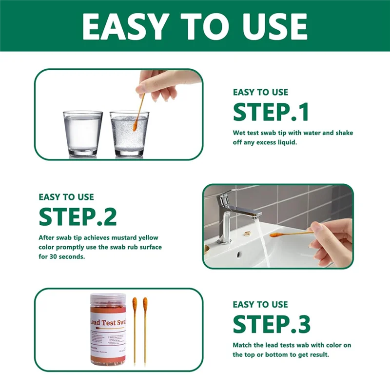 مسحات اختبار الرصاص A44F، مجموعة اختبار الرصاص الفورية لجميع الأسطح المطلية، السيراميك، الأطباق، المعدن، الخشب، شرائط اختبار الرصاص