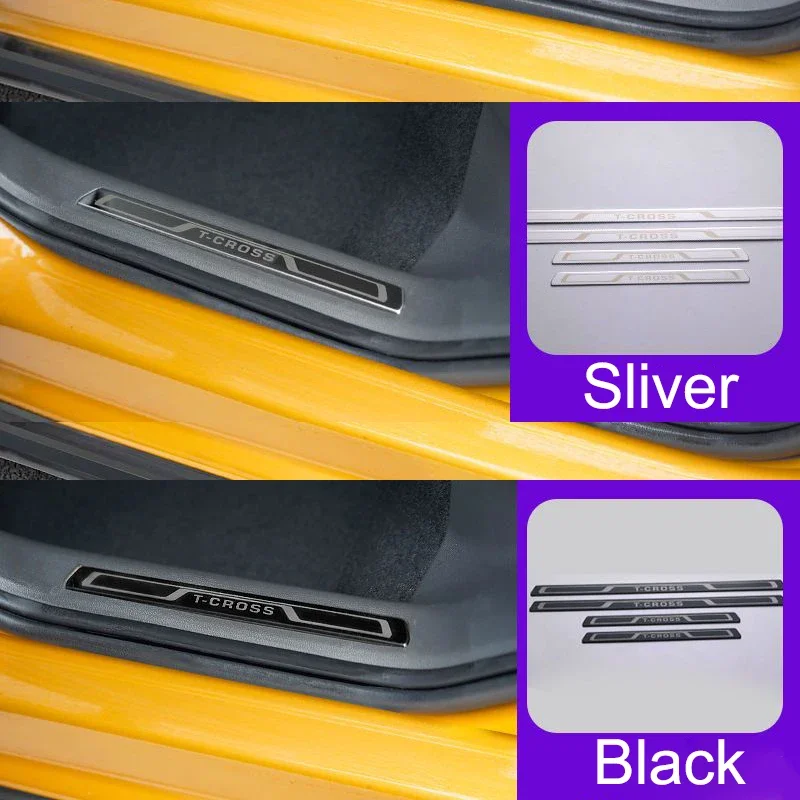 For Volkswagen VW T-Cross T Cross Car Scuff Plate Door Sill Trim Welcome Pedal Accessories Stainless 2022 2021 2020 2019 2018