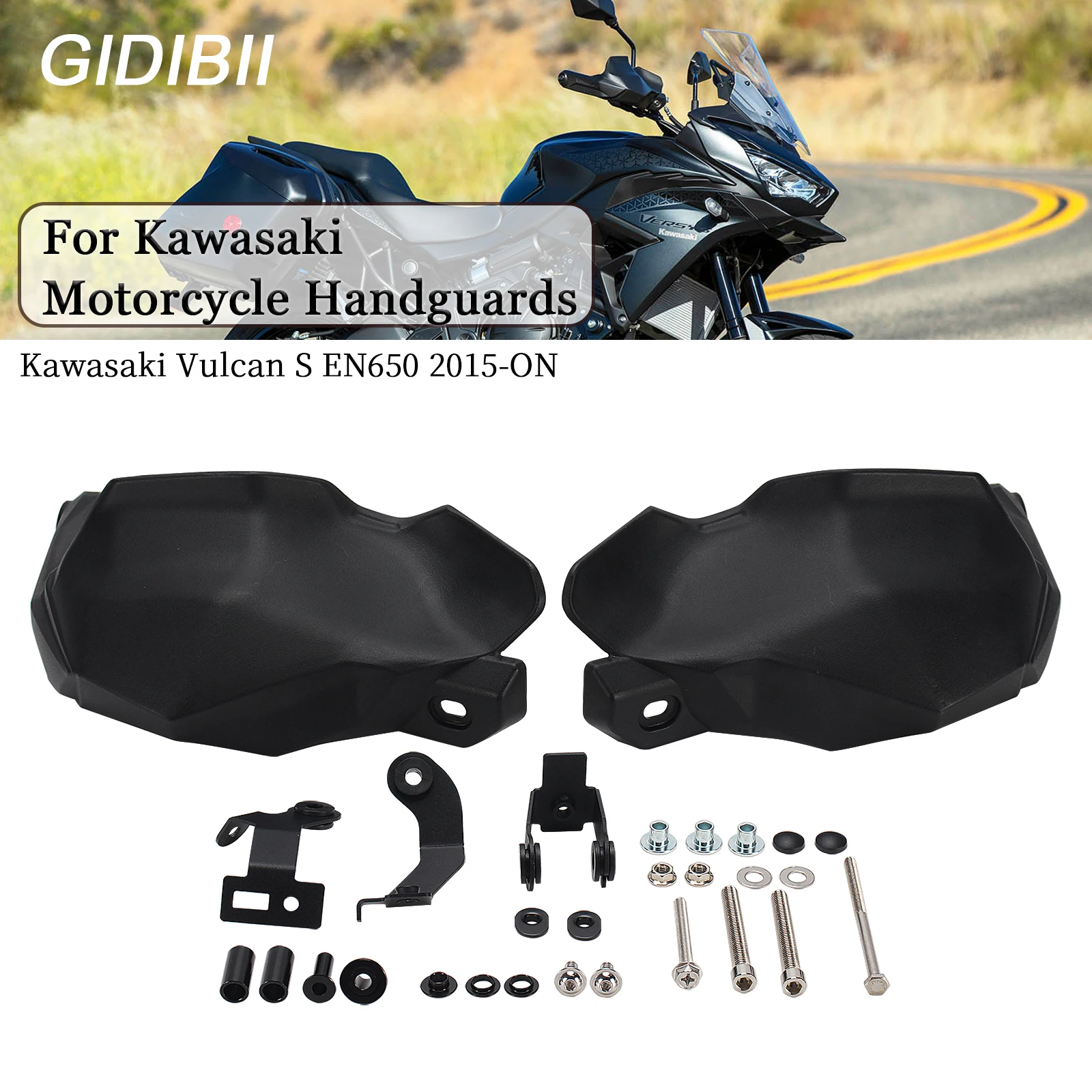 

1 Set Black Motorcycle Hand Guards For Kawasaki Versys 650 KLE650 2022-2025 Hand Shield Wind Deflector Knuckle Covers