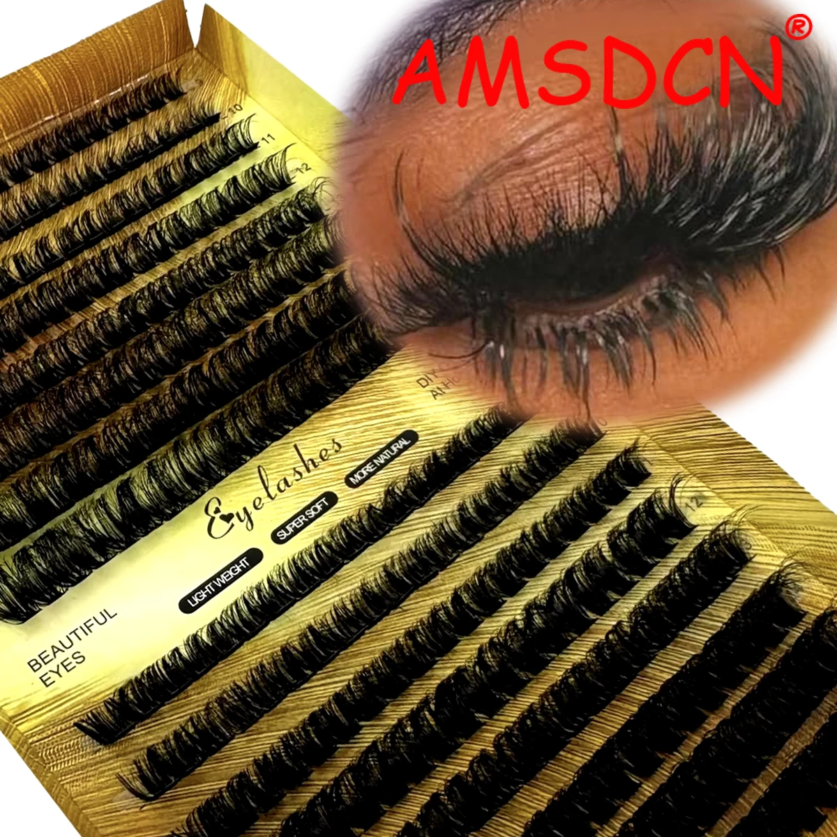 AMSDCN 40D/60D/80D/100 Mixed Fluffy Extended Natural Thickening Artificial Mink 3D Russian Personal Makeup Eyelash Cluster eyela