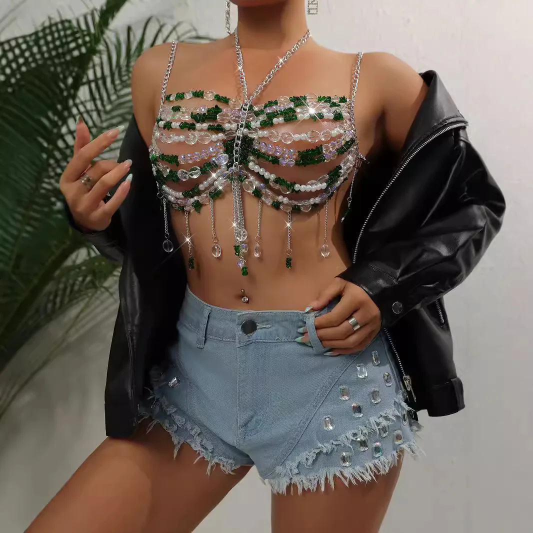 

2024 Summer New Personalized Splicing Sexy Strap Top Women's L23384