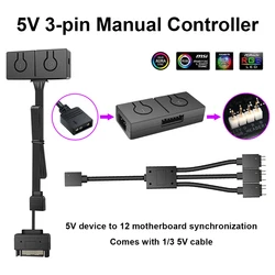 RGB Convertor 3pin To 4pin ARGB Light Fan Converter with 3-Way Splitter 5V/3pin ADD-RGB To 12V/4PIN Adapter Sync 50 Color Modes