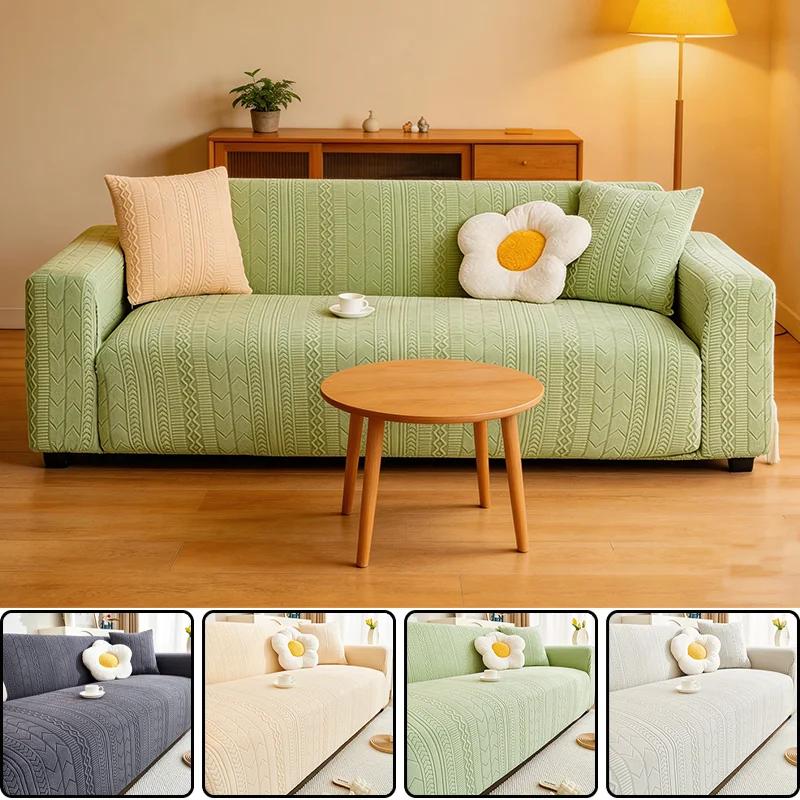 1-5Seat Jacquard Velvet Sofa Cover Anti-Scratch Elastic Full Protection Couch Slipcover Universal Furniture Protector Home Decor
