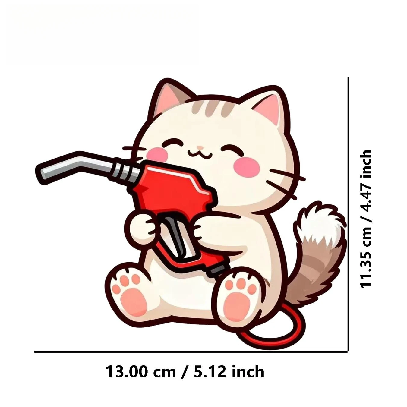 Cute Cartoon Cat Holding Fuel Nozzle Vinyl Sticker Waterproof UV Resistant Funny Decor Decal for Car Gas Tank Cover Window