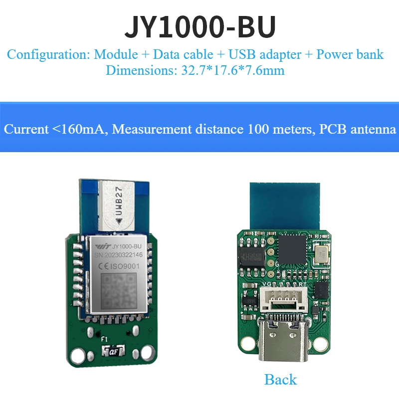 JY1000 Intelligent UWB Indoor Positioning Sensor Module Plane Coordinates 2D Centimeter-level Communication Distance Measurement