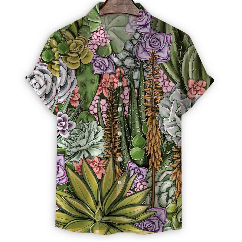 Hot Sale Flower Leaf 3d Print Hawaiian Shirt Men Summer Cool Short Sleeve Tops Shirts Casual Tops Loose Button Blouse Clothes