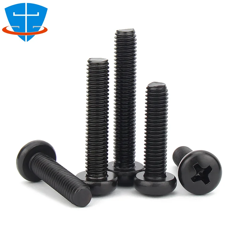 DIN7985 M1.6 M2 M2.5 M3 M3.5 M4 M5 M6 M8 Black 304 Stainless Steel Round Pan Head Phillips Machine Screw Button Head Cross Bolt