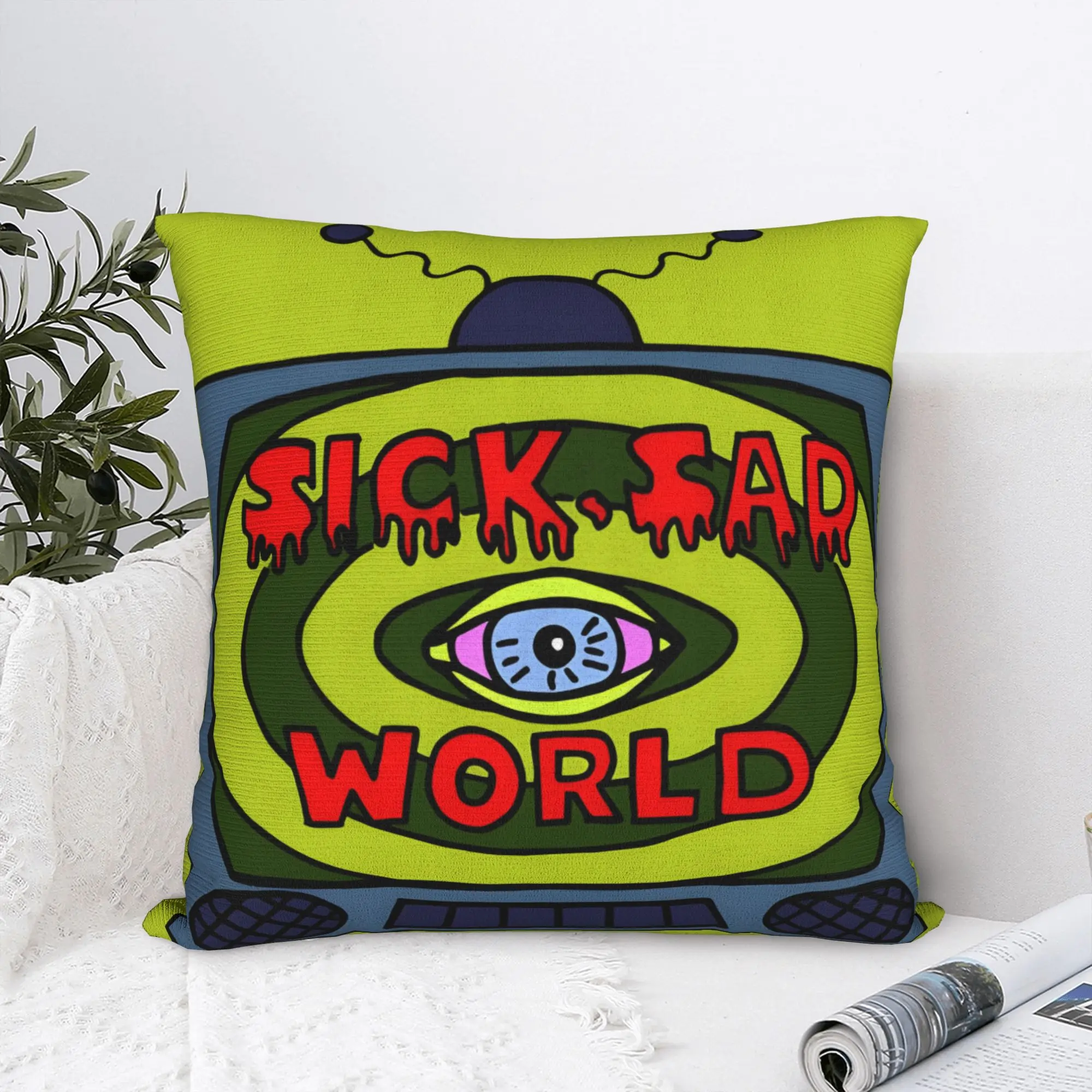 Darias Sick Sad World Square Pillow Covers Polyester Room  Cushion Cover Cool Decorative Pillow Cover 45*45
