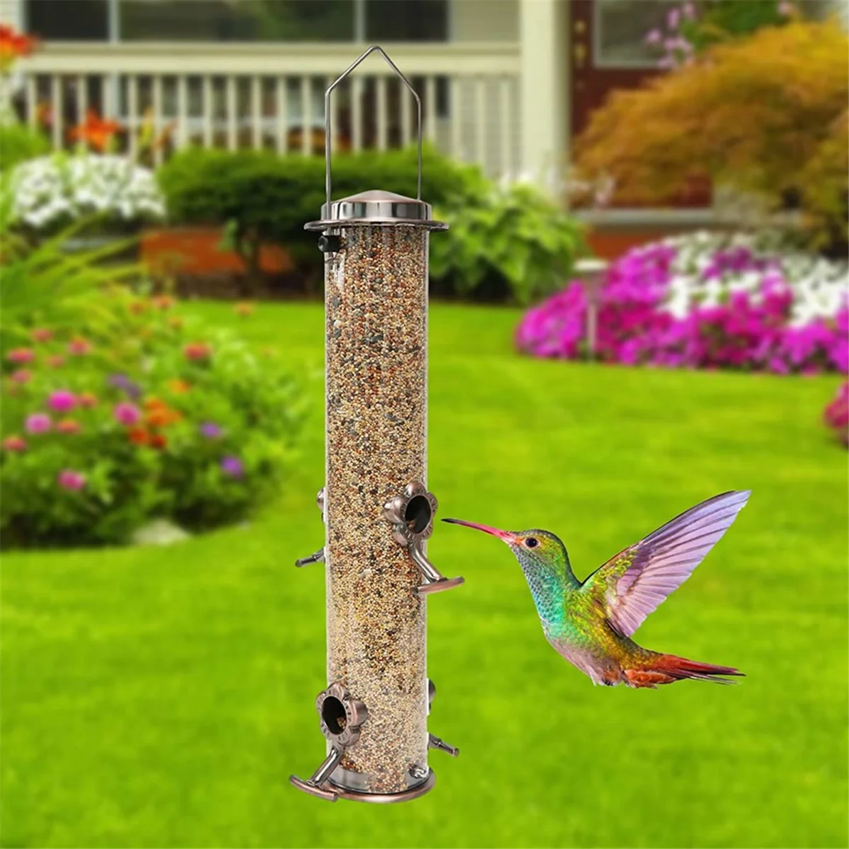 Wild Bird Hanging Feeder Tubular Anti-Rust Outdoor Garden Decor Bird Feeders Tray Birdhouse Pet Water Feeders Food