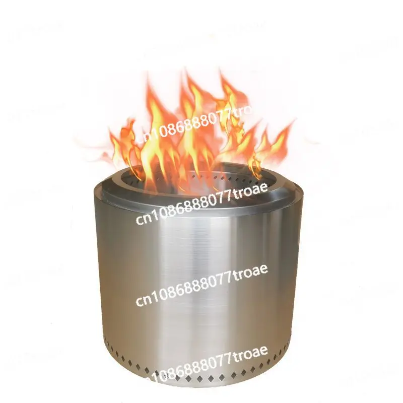 Outdoor Round Campfire Heating Smokeless Stove Large Integrated 68CM Diameter Courtyard Stainless Steel Wood Stove 304