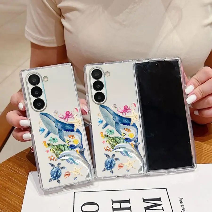 Phone Cover Case for Samsung Galaxy Z Fold 8 Ultra ZFold5 ZFold4 ZFold3 ZFold6 ZFold7 Z Fold 7 6 5 4 3 Ocean Color Marine