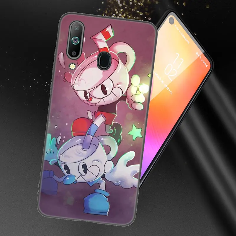 Linda funda de teléfono Cuphead para Samsung Galaxy A11, A30, A40, A41, A01, A03 Core, A02, A10, A20 S, A5 2017, A6, A8 Plus, A7, 2018, TPU, color negro