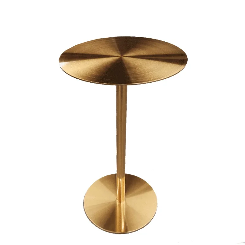 Luxury Gold Plated Stainless Steel Round Tall Cocktail Table Hotel Banquet Bar Wedding Wine Cellar Cafe Club