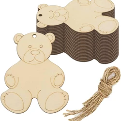 10 pz cartone orso ornamento appeso in legno vuoto ciondoli pittura fai da te per orso decorazioni per feste di compleanno regali per bambini avvolgimento