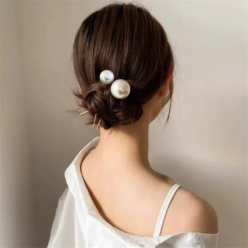 Fashion Metal U Shape Hair Stick For Women Silver Gold Color Elegant Shell Enamel Hairpin Female Hair Jewelry Accessories