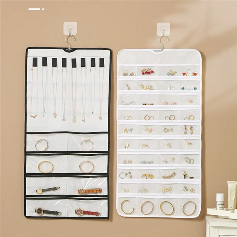 

Storage Bag Jewelry Storage Hanging Bag Non-Woven Double Sided Necklace Jewelry Organizer Bag Dustproof Storage Box