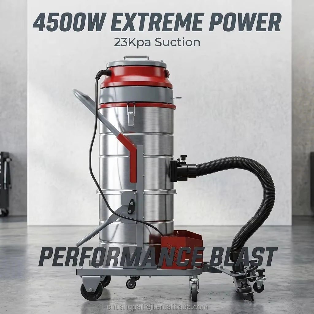 4500W Industrial Vacuum Cleaner 90L Heavy Duty Wet & Dry Dust Collector for Factory/Workshop with HEPA Filter & Manual Shaker