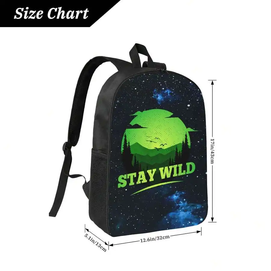 

Stay Wild Graphic Backpack For Men Outdoor Travel Laptop Bag Large Capacity Waterproof