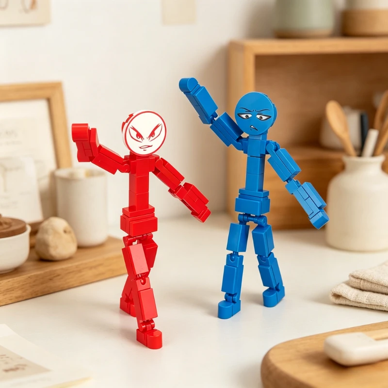

Articulated Stickman Action Samurai Battle Building Blocks Toy Master Matchstick Scene Model DIY Assembled Robot Novelty Gift