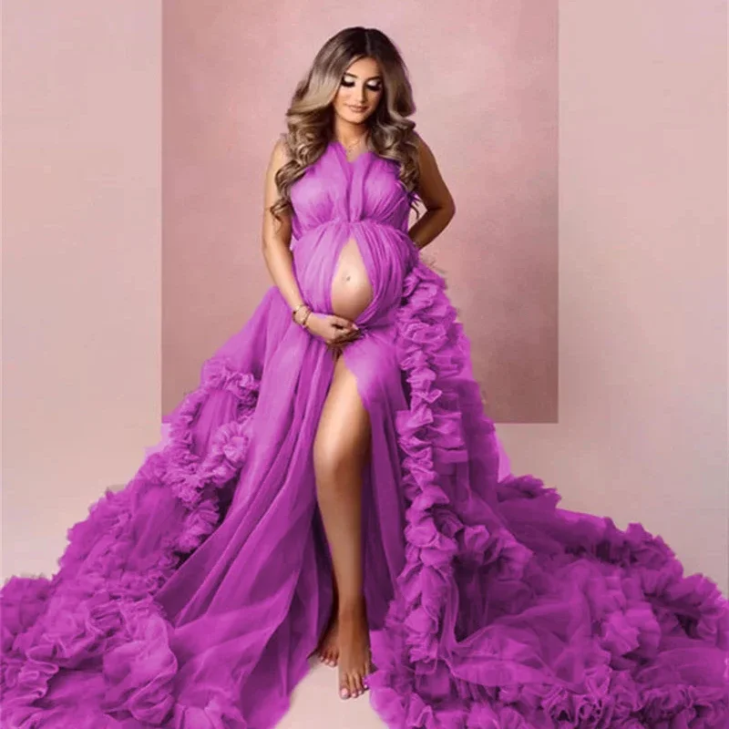Gaun Hamil Bersalin Tulle Seksi Pemotretan Fotografi Gaun Malamêtements de maternity vestidos untuk pakaian wanita