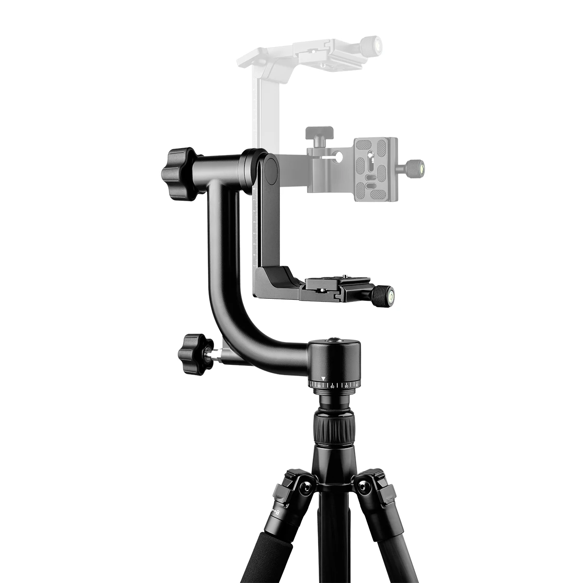 Aluminum Alloy 360 Degree Panoramic Gimbal Tripod Head with 1/4'' Standard Quick Release Plate and Bubble Level Load 20kg/44lbs