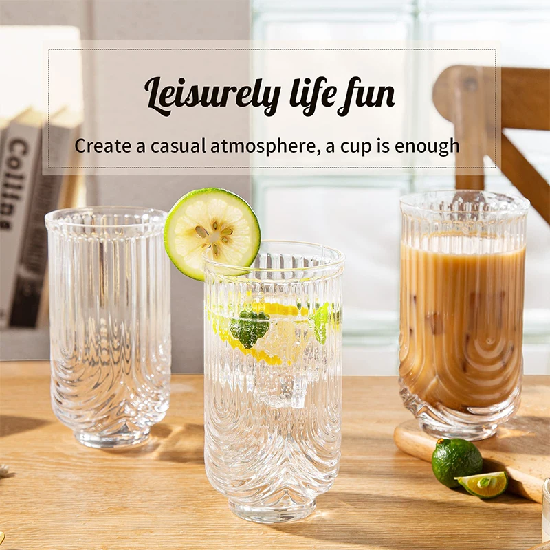 Simple Striped Styling Design Juice Coffee Cocktail Drink Tea Milk Cup High Drink Device Durable For Parties