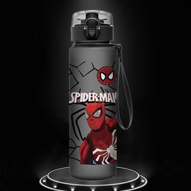 Marvel Spider Man Drinking Straw Water Cup Frosted Cartoon Outdoor Sport Strap Portable Plastic Water Bottle Student Adult 560ml view 6