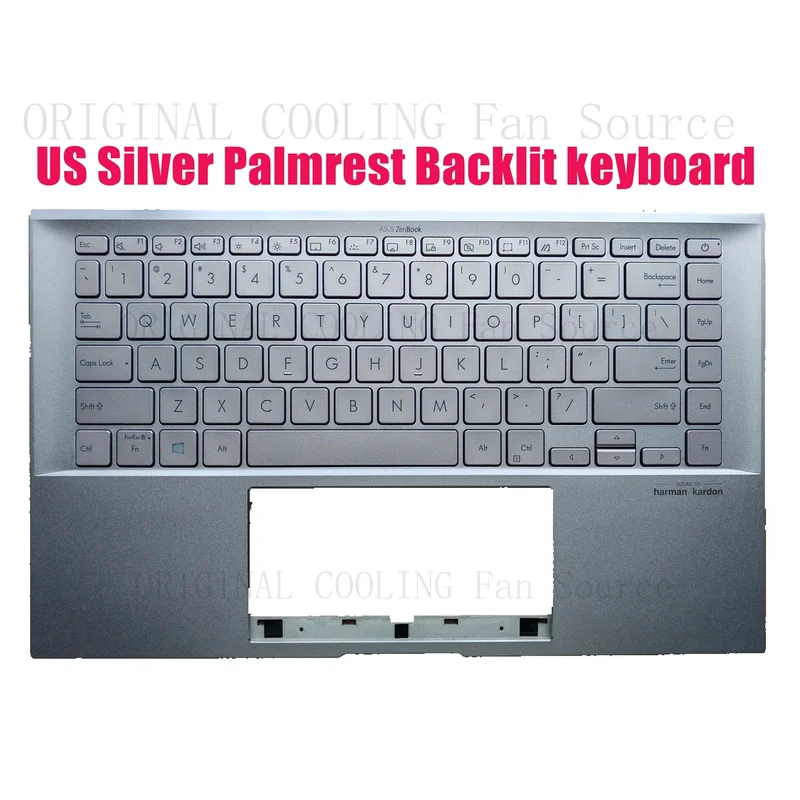 R+  FOR US Silver Palmrest keyboard for Asus UX435E UX435EA UX435EG UX435EAL UX435EGL