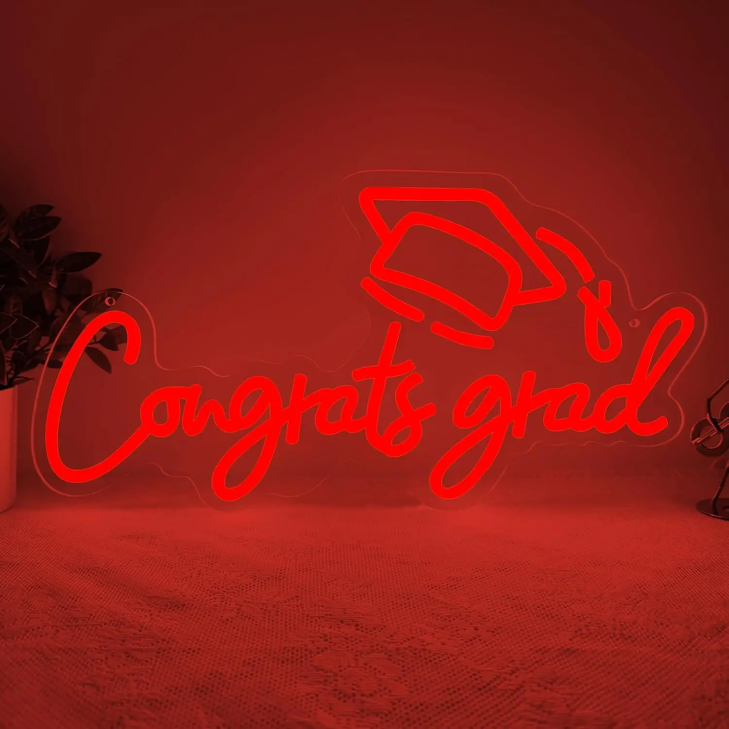 Congrats Grad LED Neon Sign USB Powered Neon Light for Grad Party Dorm Bedroom Christmas Celebration Wall Art Decor Gift