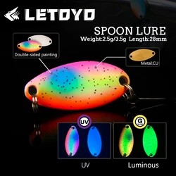 LETOYO 3.5g 2.5g Spoon Fishing Lure Colorful UV Luminous Double Painted Spinner Bait Winter Trout Prech Fishing Lures Area Trout