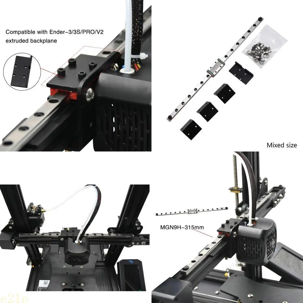 

E21E for Ender3 Upgrade- X-AXIS Linear Rail MGN9H 315MM Linear Guide with Backplane Fixing Seat For Ender3/Ender3 Pro/V2