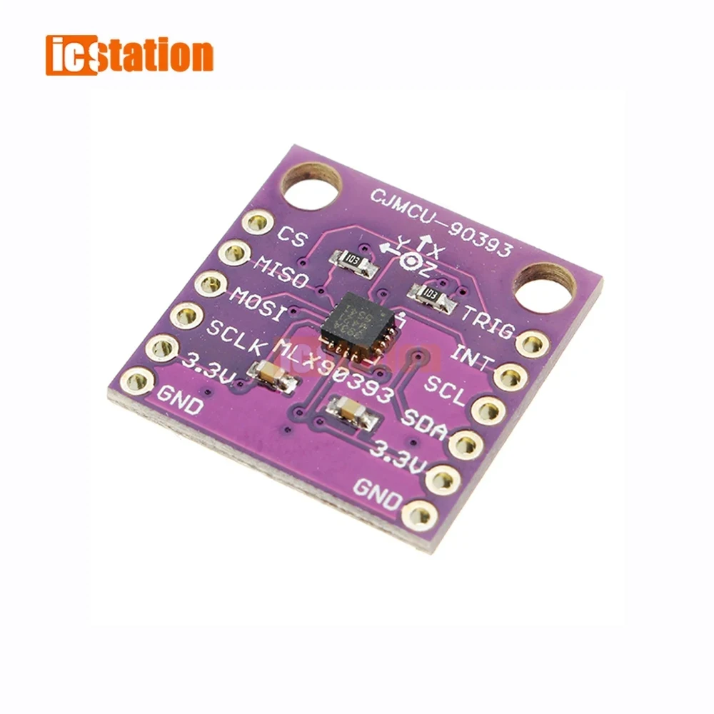 MLX90393 Digital 3D Hall Sensor Board 16 bit AD Three-Displacement Angle Rotate 3D Position Sensor Module 2.2V-3V