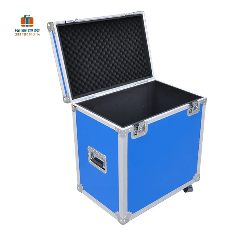 

Custom Size Blue Aluminum Alloy Flight case Customized Trolley Wheels Aluminum Road case