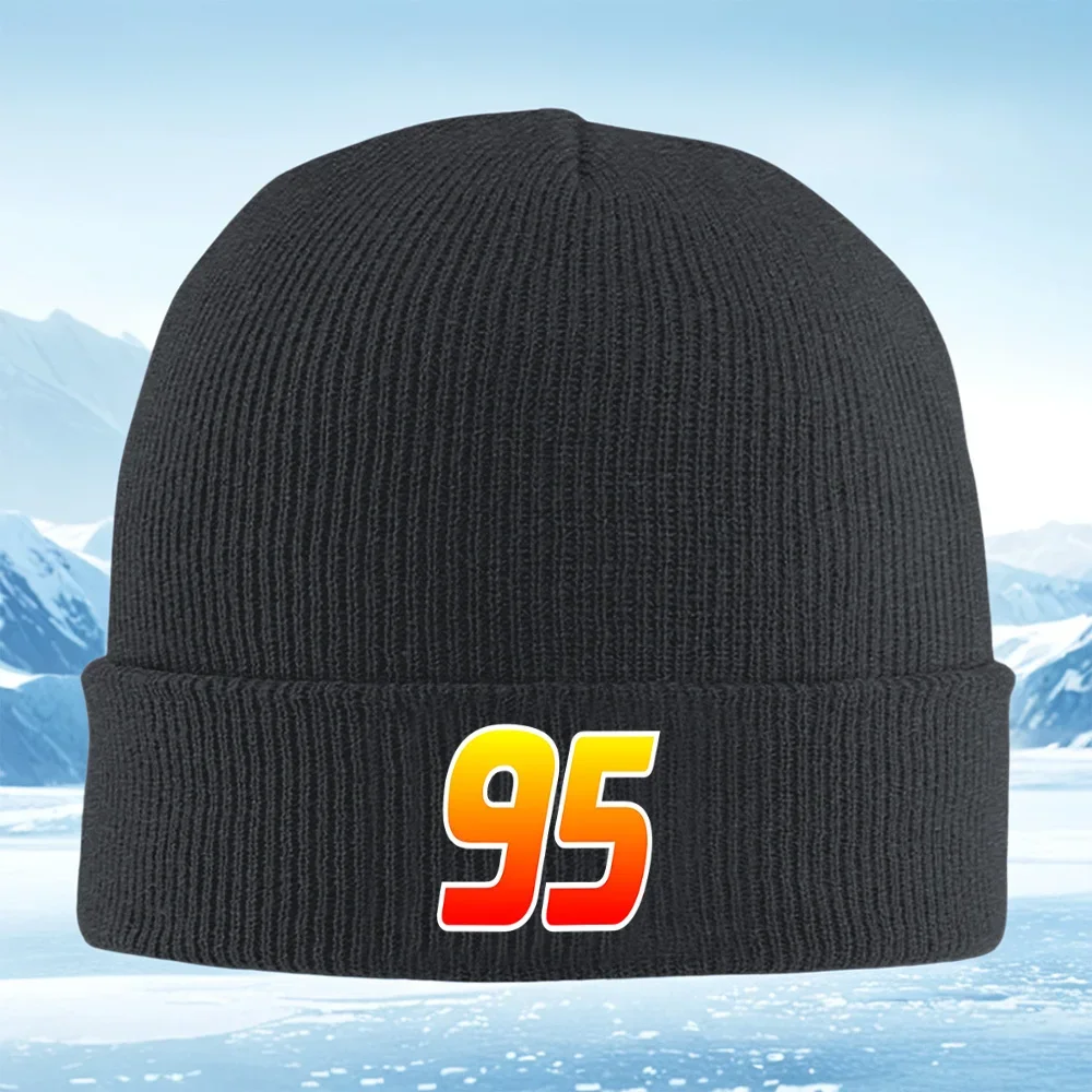 2026 Bold numbers,gradient,white outline,black background Men Women Unisex Knitted Hat Beanie Pullover Cap Winter Thermal Warm C