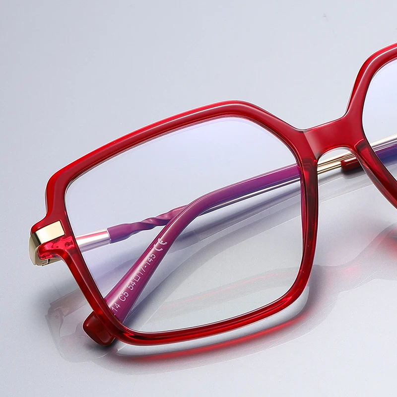 Double Legend Geometric Simple Square Frame Women's Glasses Anti-Blue Light Reading Myopia Glasses Customizable Prescription