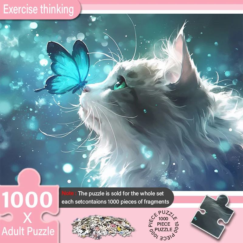 

500 Pieces Jigsaw Puzzle Cat and Butterfly Encounter Jigsaw Puzzle Educational Toy for Kids Children 's Games Christmas Gift