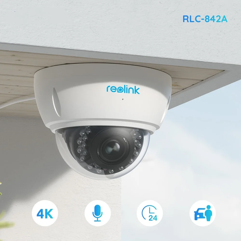 Go! 4K PoE RLC-842A 8MP IP Surveillance Camera 5X Optical Zoom Human/Car Detection Waterproof Outdoor Security Camera