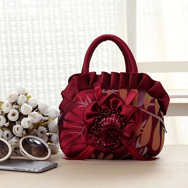Mobile phone bag - Korean version, exquisite handmade flower mother bag, sweet keychain and wallet, evening carry bag