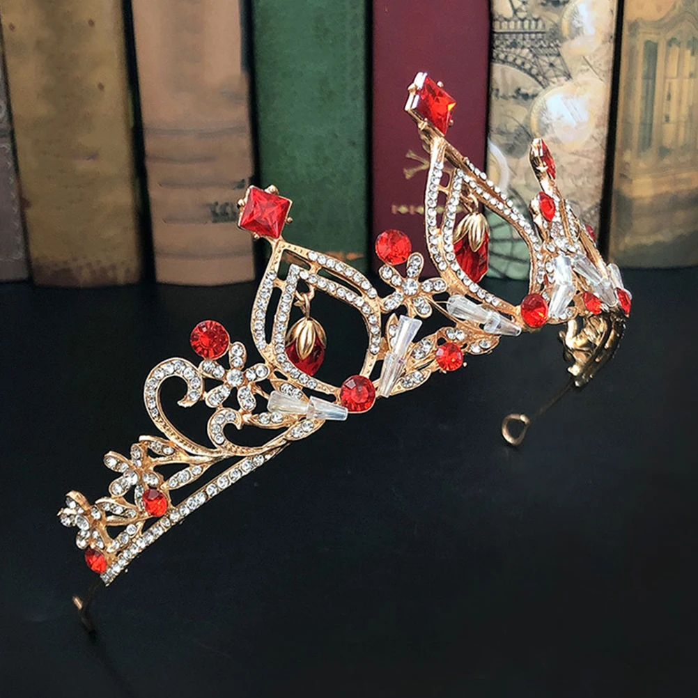 

11 Kids Necklace Ear Clip Set Red Birthday Headband Zinc Alloy Photo Shoot Toddler Tiaras Girl Crown Rhinestone Crown Banquet