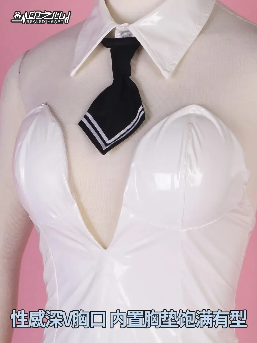 니케 빅토리 여신 코스프레 게임, 니케 블랑 코스프레 애니메이션, 할로윈 섹시한 여자 토끼 소녀 화이트 가죽 점프수트 선물