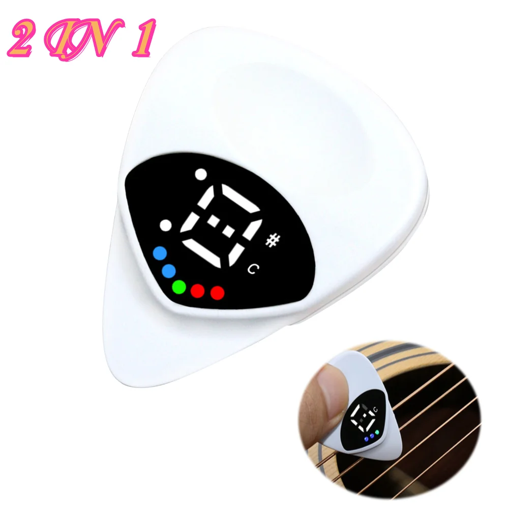 2-in-1 Portable Guitar Pick & Tuner Combo Functionality with Guitar Pick Folk Guitar & Ukulele Tuner 12-Tone Equal Temperamen