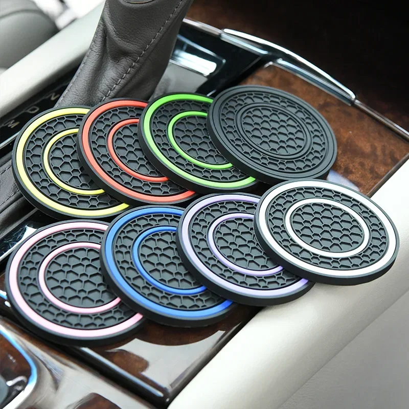 2pcs Double Circle Universal Car Cup Holder Coasters - Non-Slip and Anti-dust Insert Auto Car Cup Mat Car Interior Accessories - Image 2